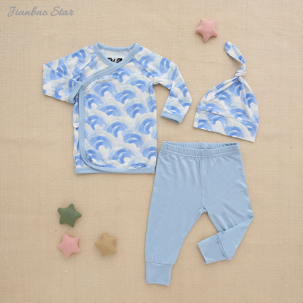 Pyjama à manches longues pour bébé, ensemble deux pièces unisexe en coton et bambou, vêtements de nuit, vente en gros, à la mode, automne