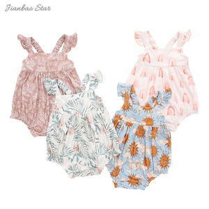 Soutien personnalisation Ins bébé filles bretelles Style bambou coton sans manches meilleure barboteuse d'été de l'usine